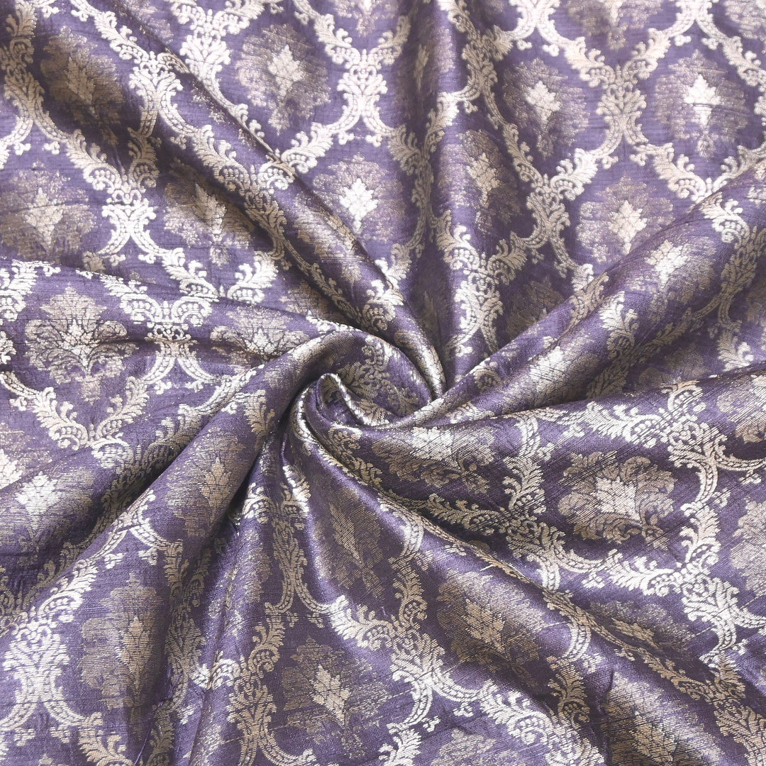 Pure Raw Silk Alfi Zari Brocade Fabric 44" | Luxury Traditional Designer Fabric | ASE001-04