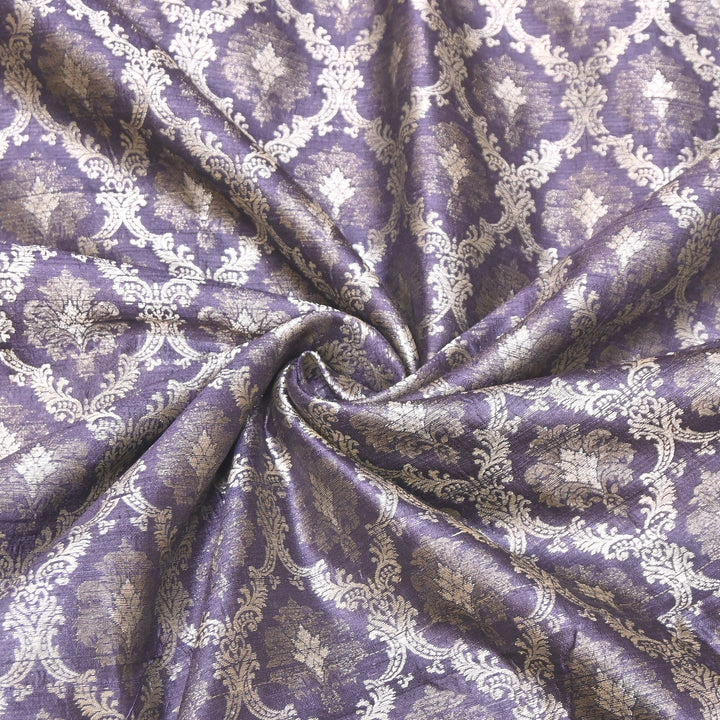 Pure Raw Silk Alfi Zari Brocade Fabric 44" | Luxury Traditional Designer Fabric | ASE001-04