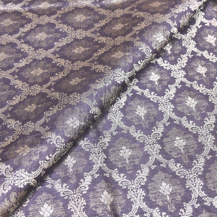 Pure Raw Silk Alfi Zari Brocade Fabric 44" | Luxury Traditional Designer Fabric | ASE001-04