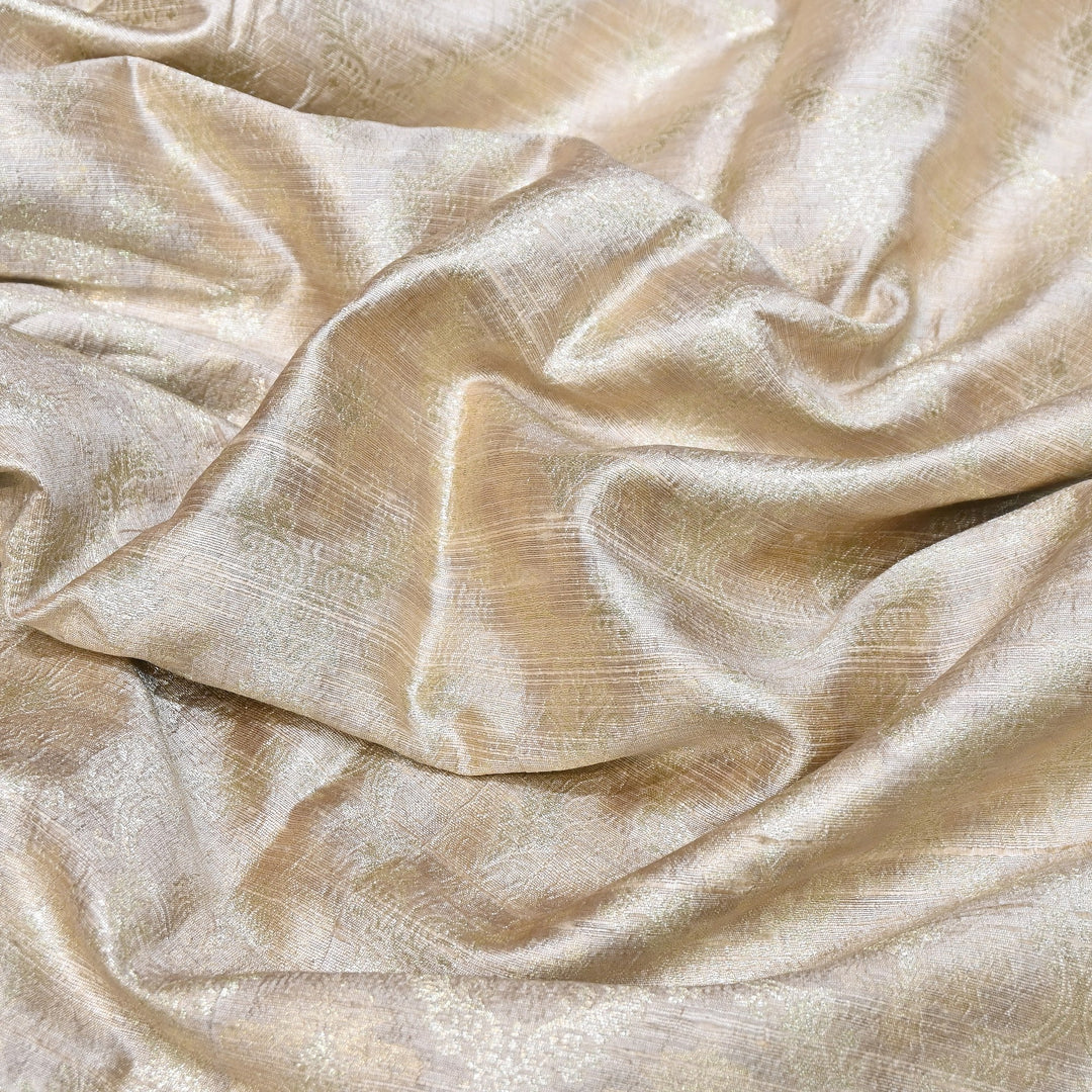 Pure Raw Silk Alfi Zari Brocade Fabric 44" | Luxury Traditional Designer Fabric | ASE001-03