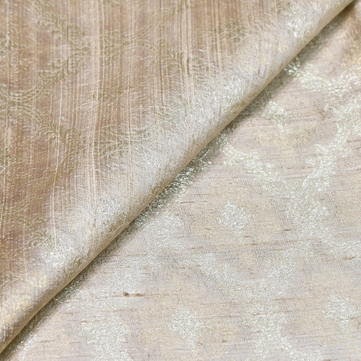 Pure Raw Silk Alfi Zari Brocade Fabric 44" | Luxury Traditional Designer Fabric | ASE001-03