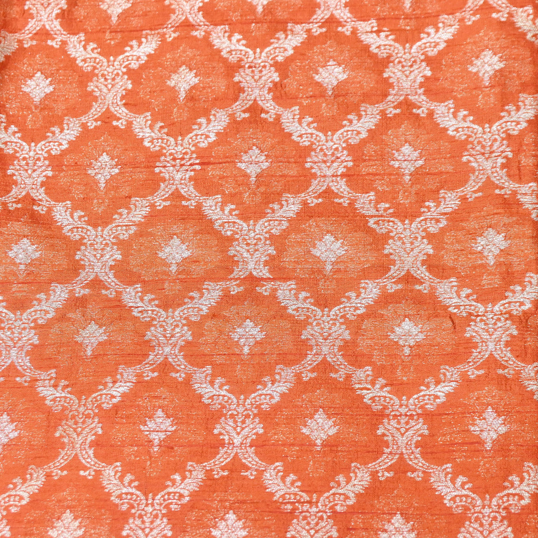 Pure Raw Silk Alfi Zari Brocade Fabric 44" | Luxury Traditional Designer Fabric | ASE001-05