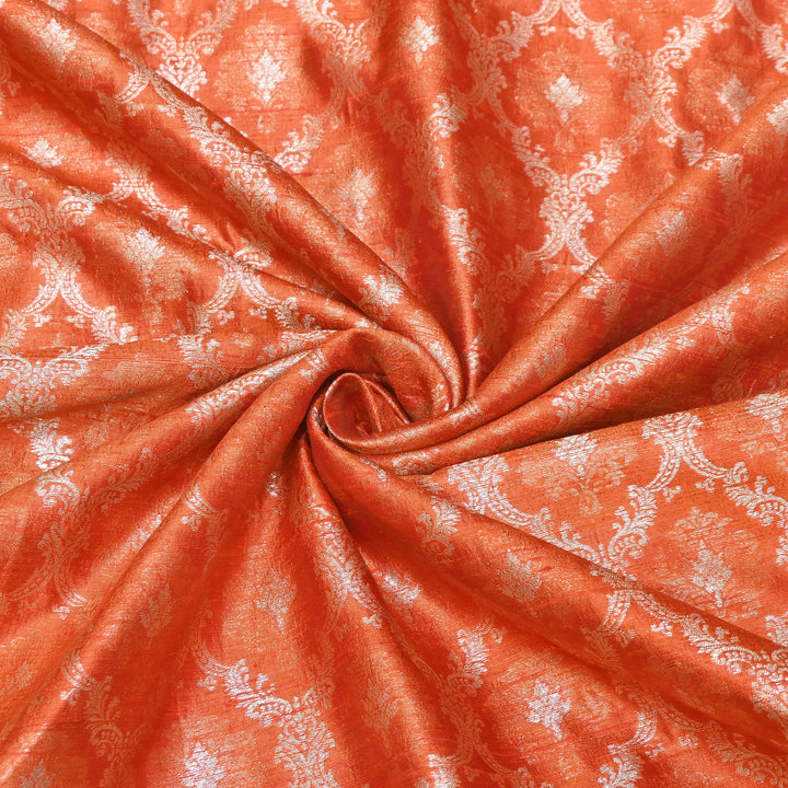 Pure Raw Silk Alfi Zari Brocade Fabric 44" | Luxury Traditional Designer Fabric | ASE001-05