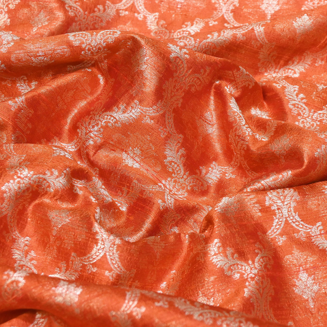 Pure Raw Silk Alfi Zari Brocade Fabric 44" | Luxury Traditional Designer Fabric | ASE001-05
