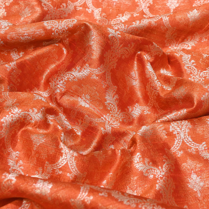 Pure Raw Silk Alfi Zari Brocade Fabric 44" | Luxury Traditional Designer Fabric | ASE001-05