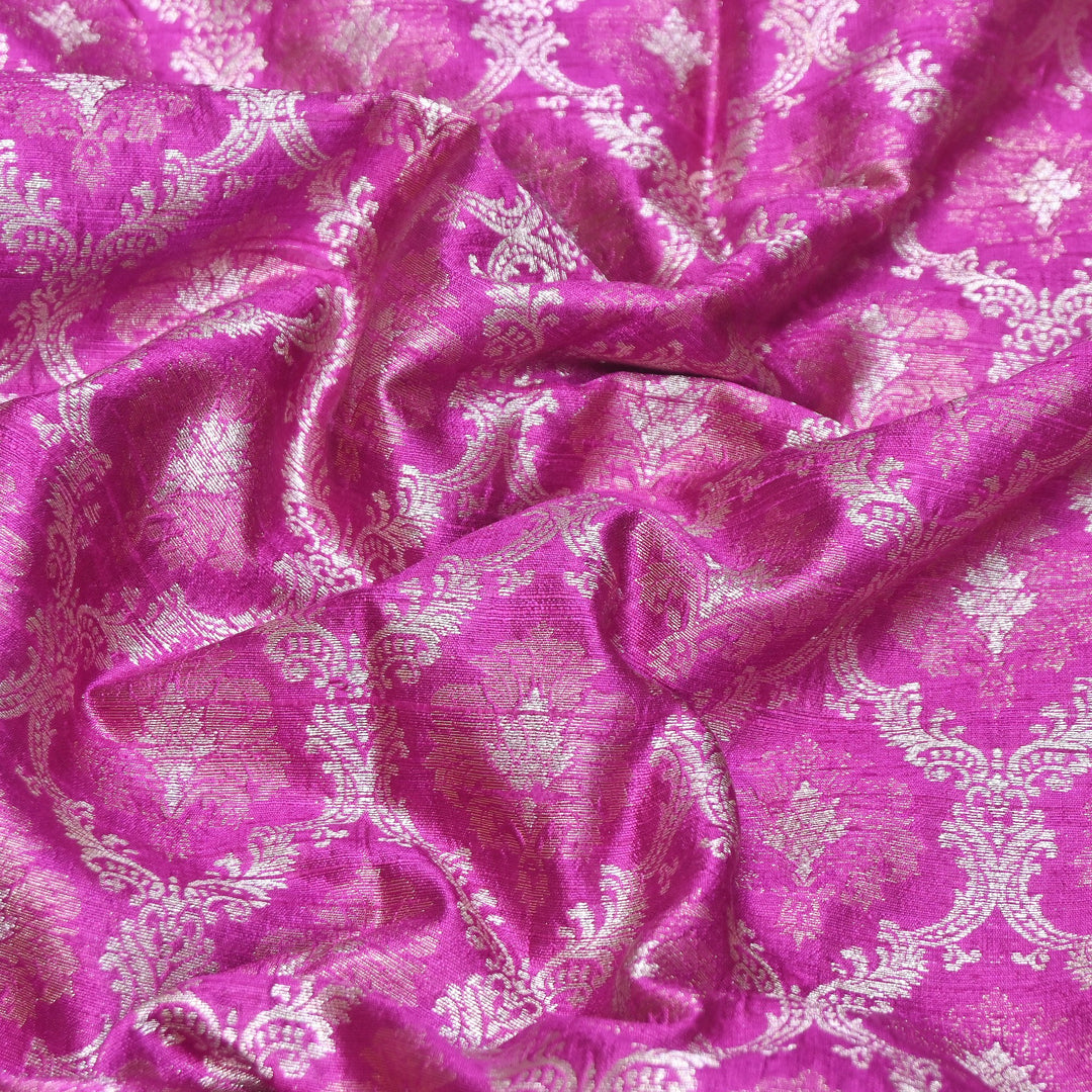 Pure Raw Silk Alfi Zari Brocade Fabric 44" | Luxury Traditional Designer Fabric | ASE001-06