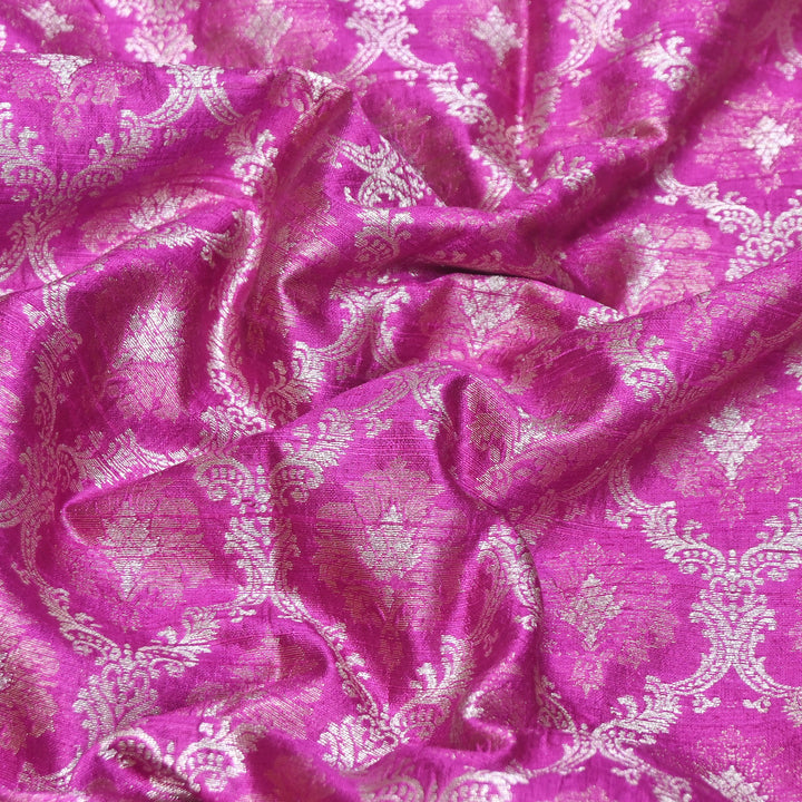 Pure Raw Silk Alfi Zari Brocade Fabric 44" | Luxury Traditional Designer Fabric | ASE001-06