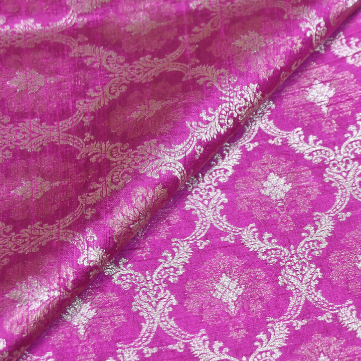 Pure Raw Silk Alfi Zari Brocade Fabric 44" | Luxury Traditional Designer Fabric | ASE001-06