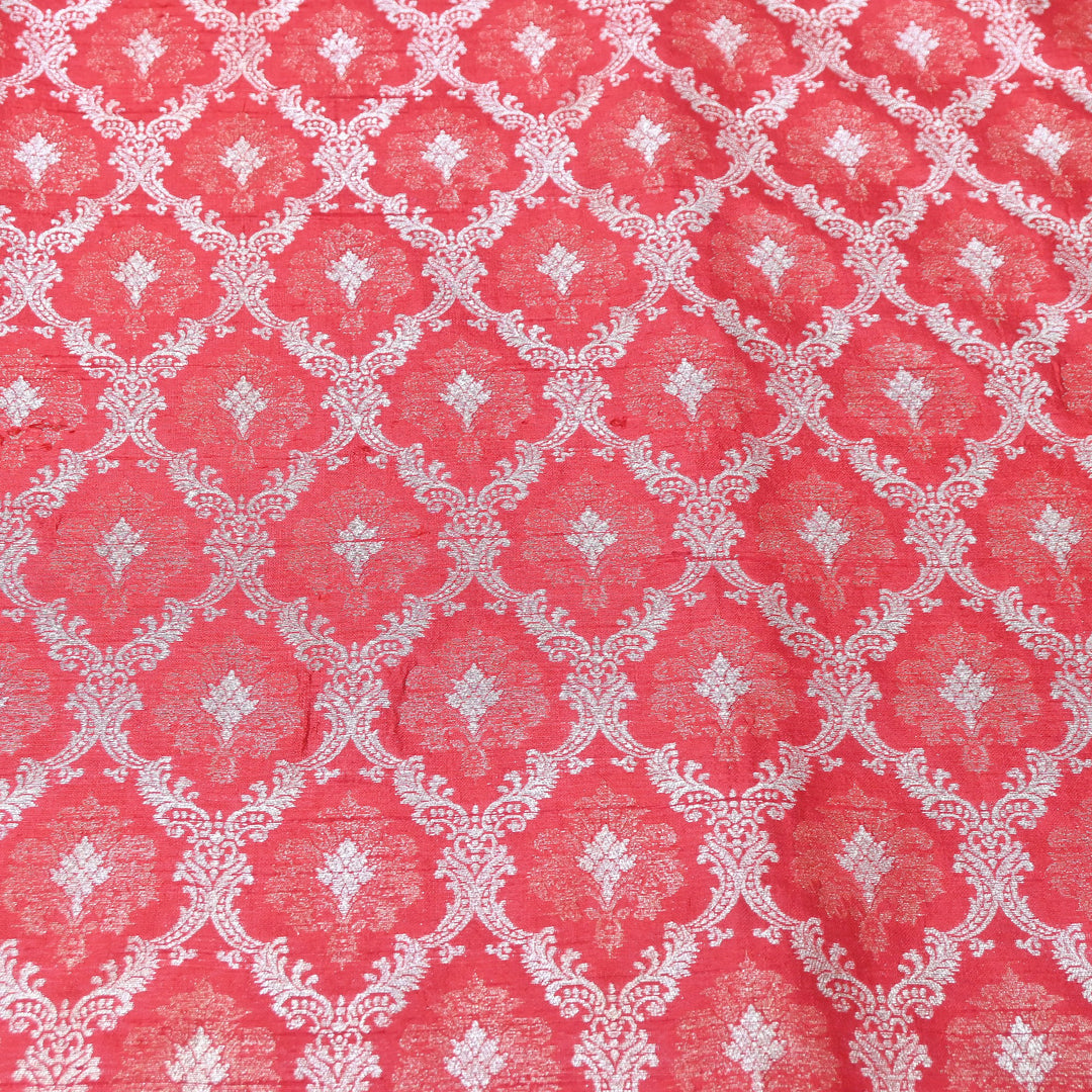 Pure Raw Silk Alfi Zari Brocade Fabric 44" | Luxury Traditional Designer Fabric | ASE001-07