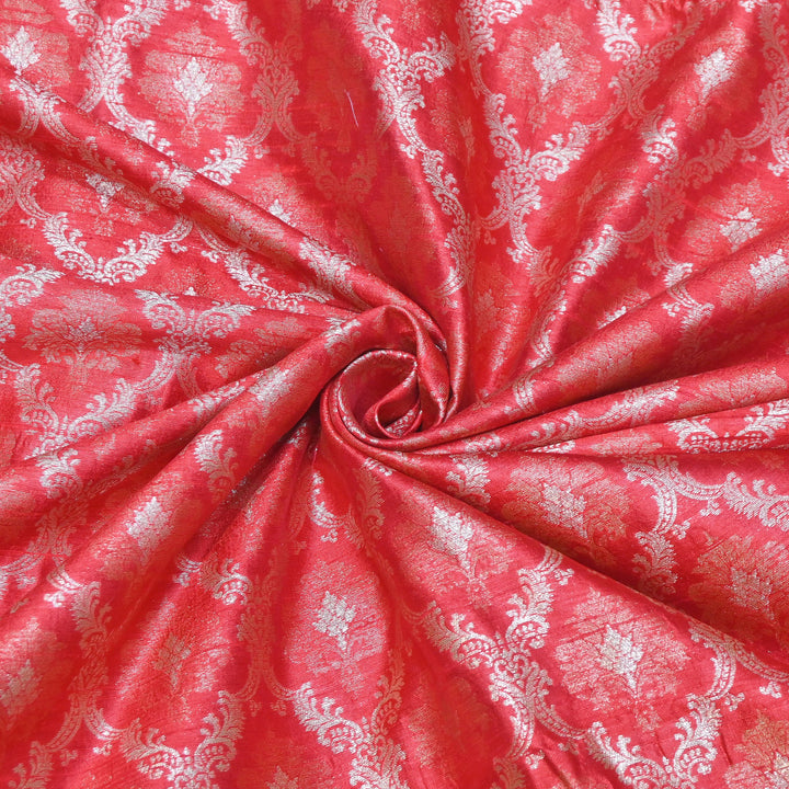 Pure Raw Silk Alfi Zari Brocade Fabric 44" | Luxury Traditional Designer Fabric | ASE001-07