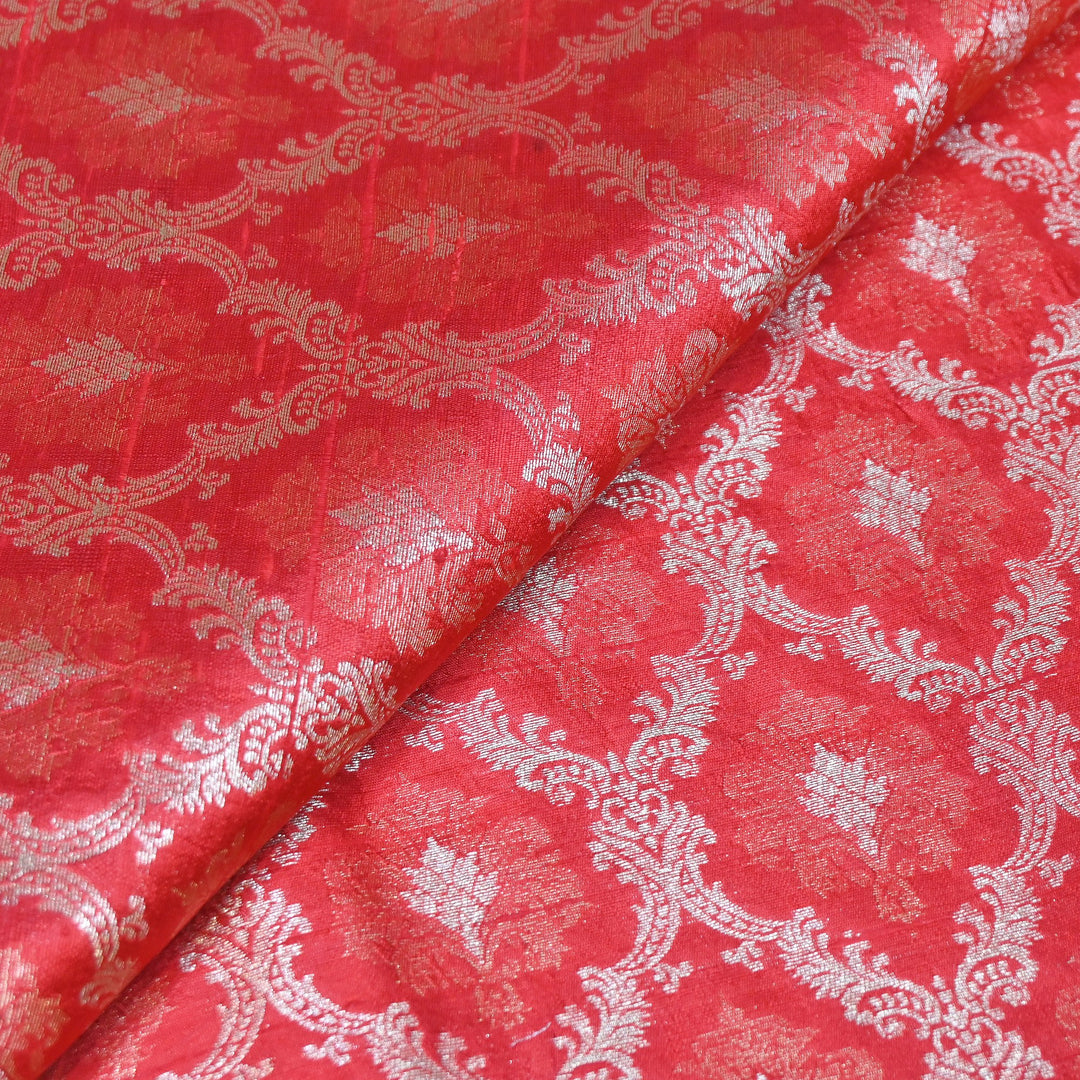 Pure Raw Silk Alfi Zari Brocade Fabric 44" | Luxury Traditional Designer Fabric | ASE001-07