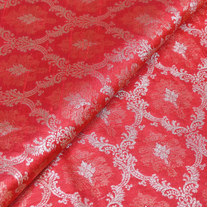 Pure Raw Silk Alfi Zari Brocade Fabric 44" | Luxury Traditional Designer Fabric | ASE001-07