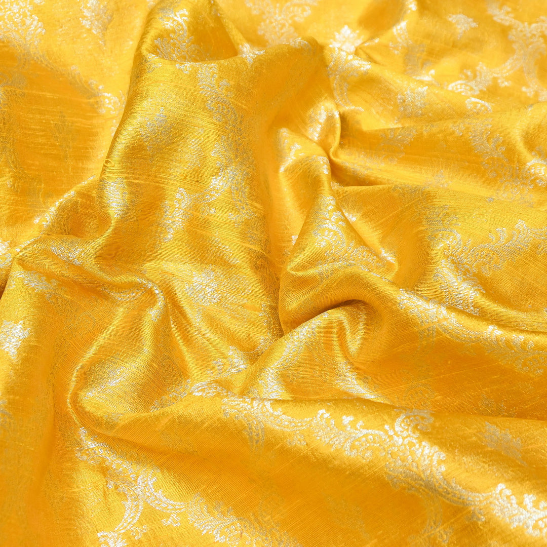 Pure Raw Silk Alfi Zari Brocade Fabric 44" | Luxury Traditional Designer Fabric | ASE001-08