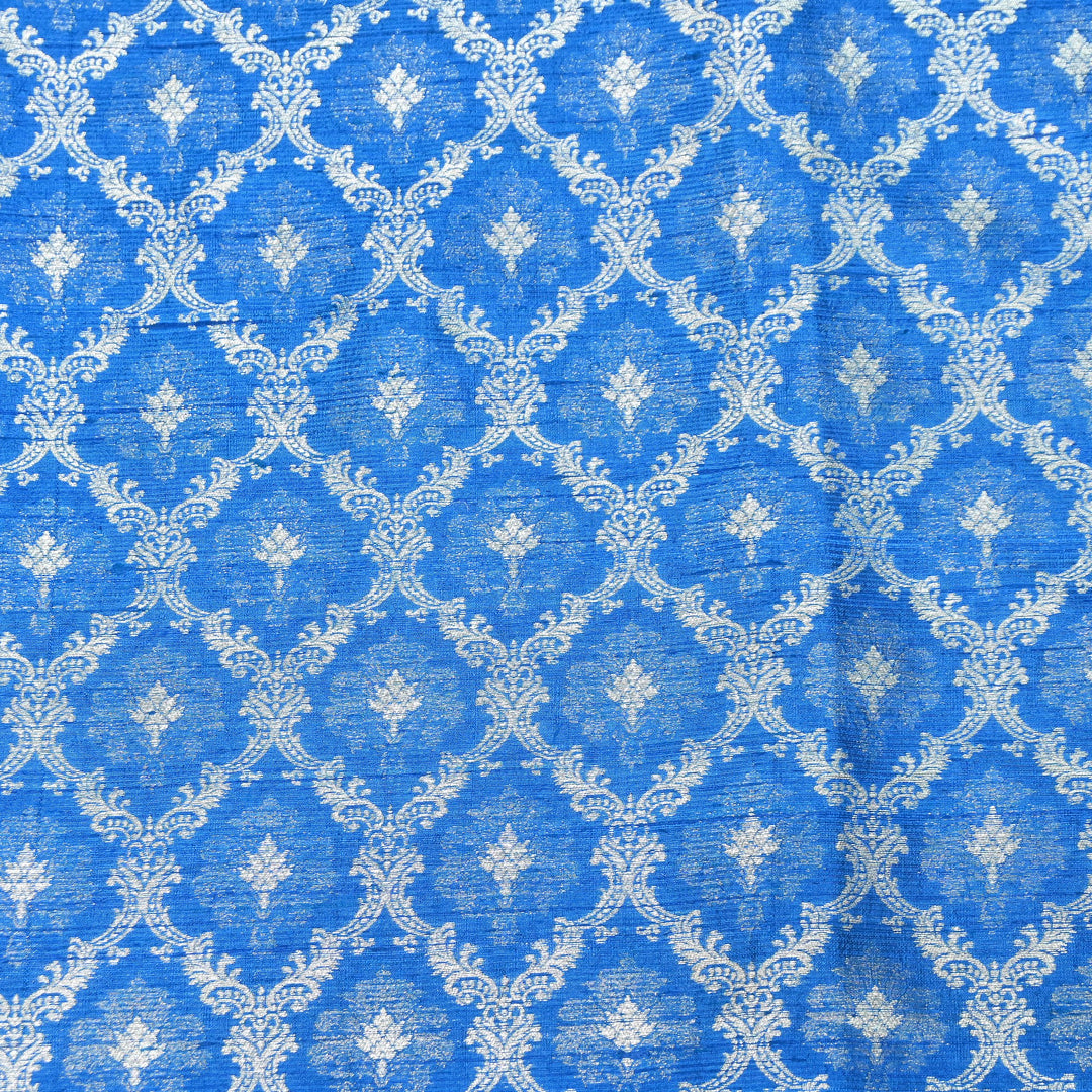 Pure Raw Silk Alfi Zari Brocade Fabric 44" | Luxury Traditional Designer Fabric | ASE001-09