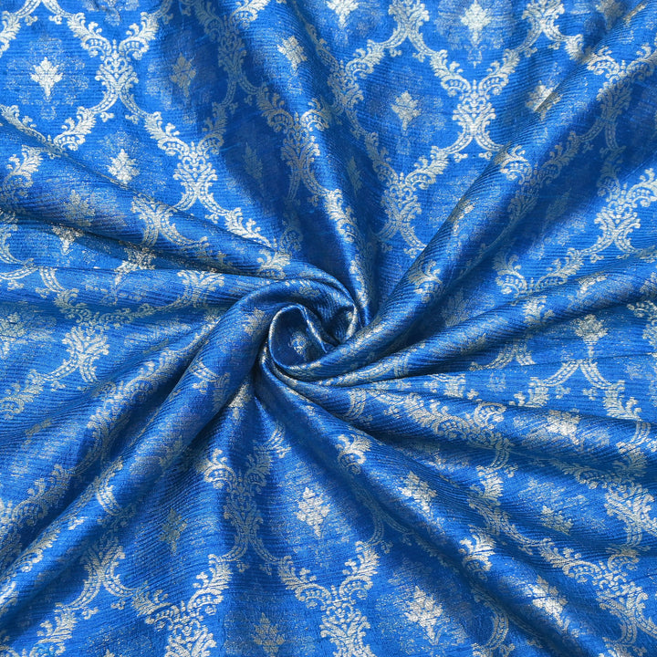 Pure Raw Silk Alfi Zari Brocade Fabric 44" | Luxury Traditional Designer Fabric | ASE001-09