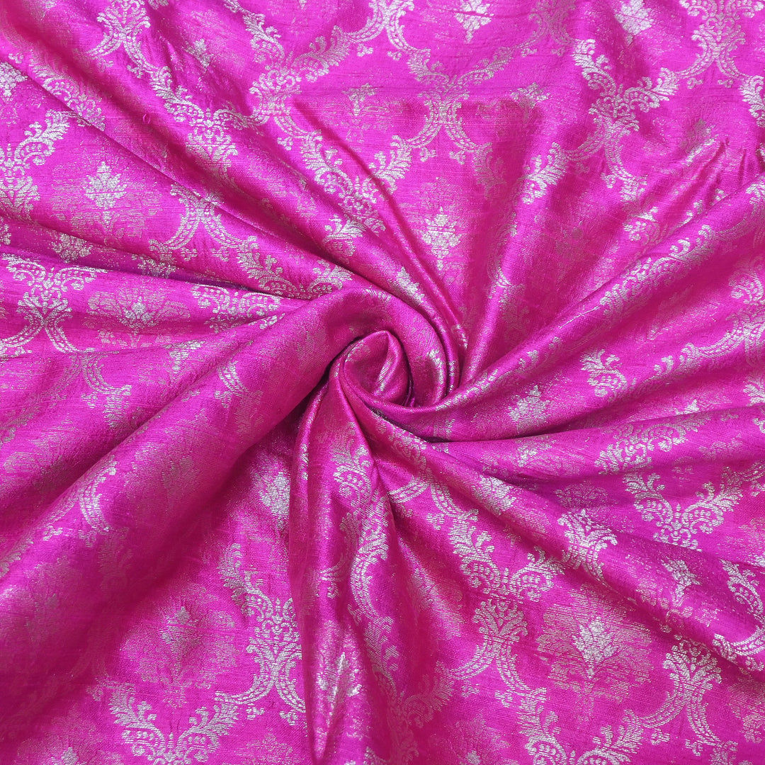Pure Raw Silk Alfi Zari Brocade Fabric 44" | Luxury Traditional Designer Fabric | ASE001-10
