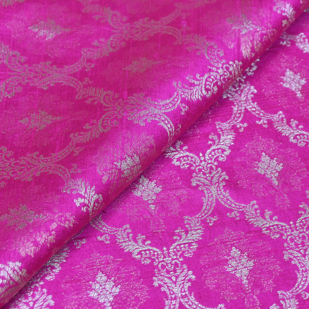 Pure Raw Silk Alfi Zari Brocade Fabric 44" | Luxury Traditional Designer Fabric | ASE001-10
