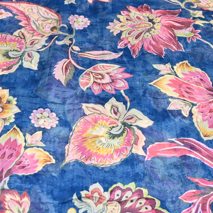 Premium Viscose Organza Digital Print Floral Designer Fabric 001665-6