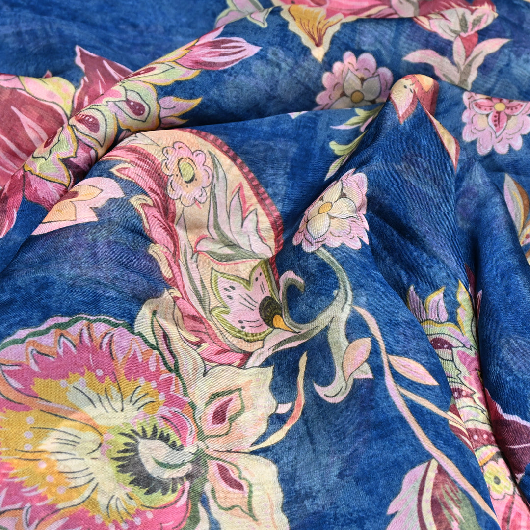 Premium Viscose Organza Digital Print Floral Designer Fabric 001665-6