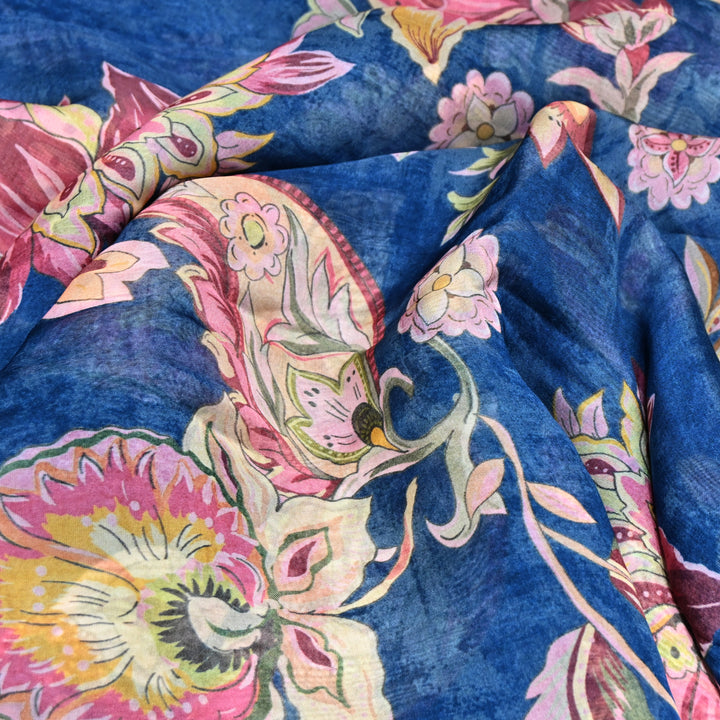Premium Viscose Organza Digital Print Floral Designer Fabric 001665-6