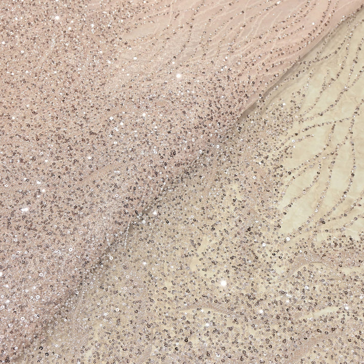 Luxury Imported Heavy Cut Dana, Beads & Sequins Embroidered Net Fabric | AT18226-1