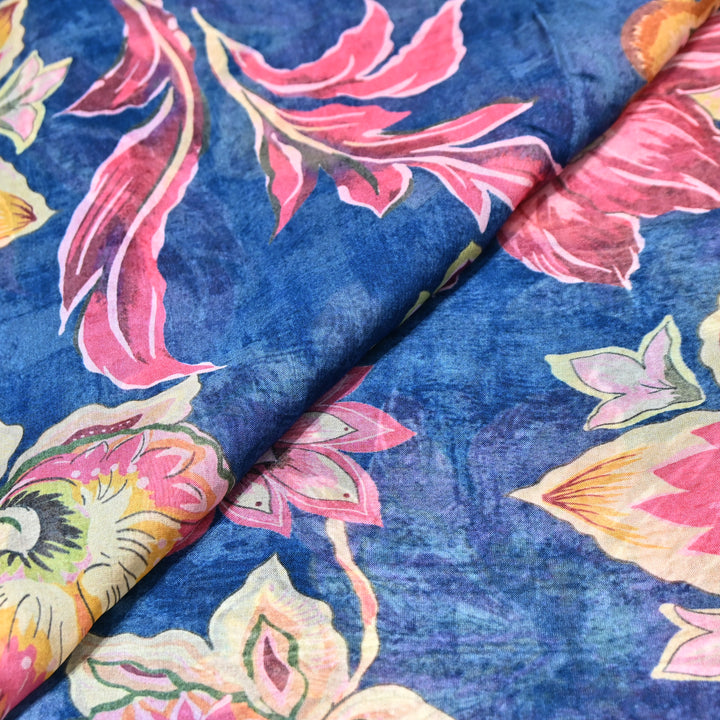 Premium Viscose Organza Digital Print Floral Designer Fabric 001665-6