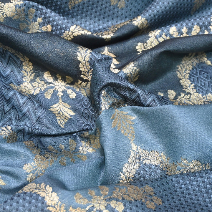 Handloom Katan Alfi Brocade Fabric 44" | Luxury Traditional Designer Fabric | RFC101-02