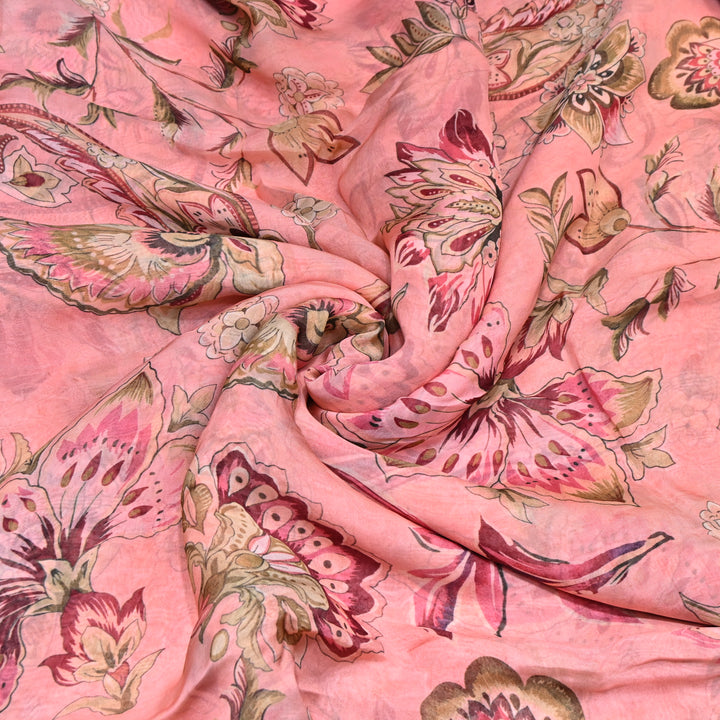 Premium Viscose Organza Digital Print Floral Designer Fabric 001665-7