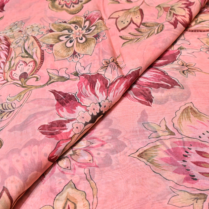 Premium Viscose Organza Digital Print Floral Designer Fabric 001665-7