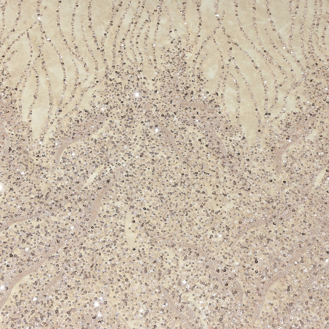 Luxury Imported Heavy Cut Dana, Beads & Sequins Embroidered Net Fabric | AT18226-1