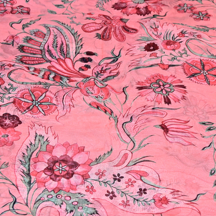 Premium Viscose Organza Digital Print Floral Designer Fabric 001665-9