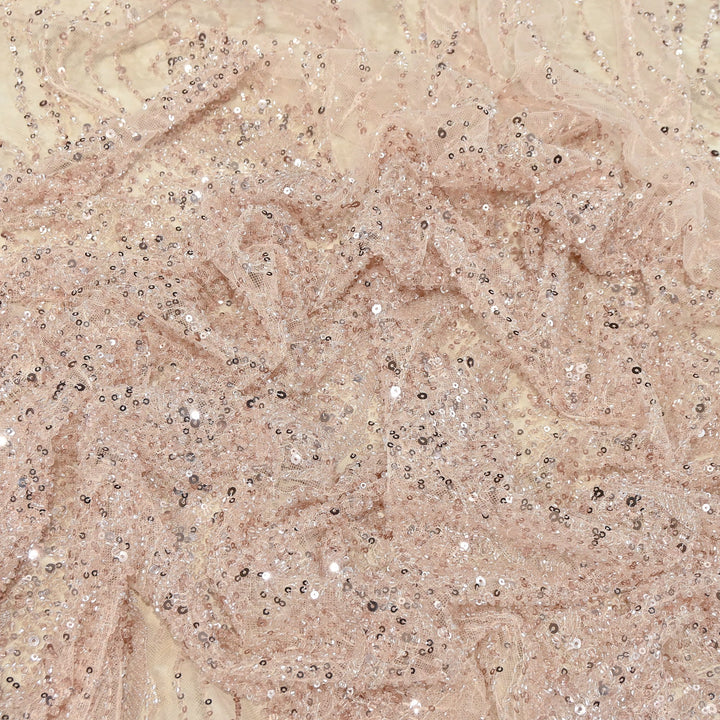 Luxury Imported Heavy Cut Dana, Beads & Sequins Embroidered Net Fabric | AT18226-1