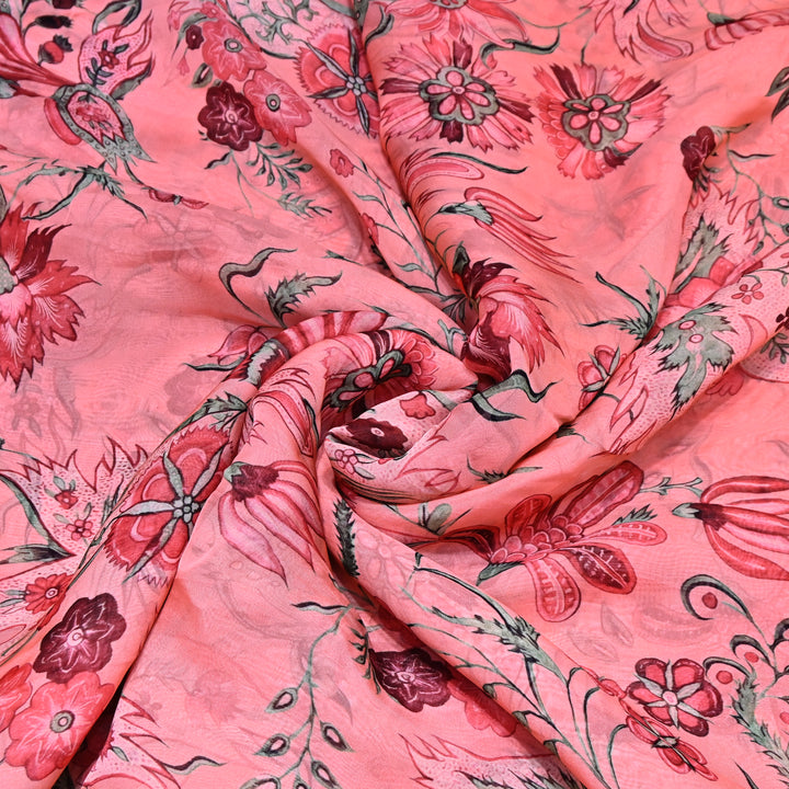 Premium Viscose Organza Digital Print Floral Designer Fabric 001665-9