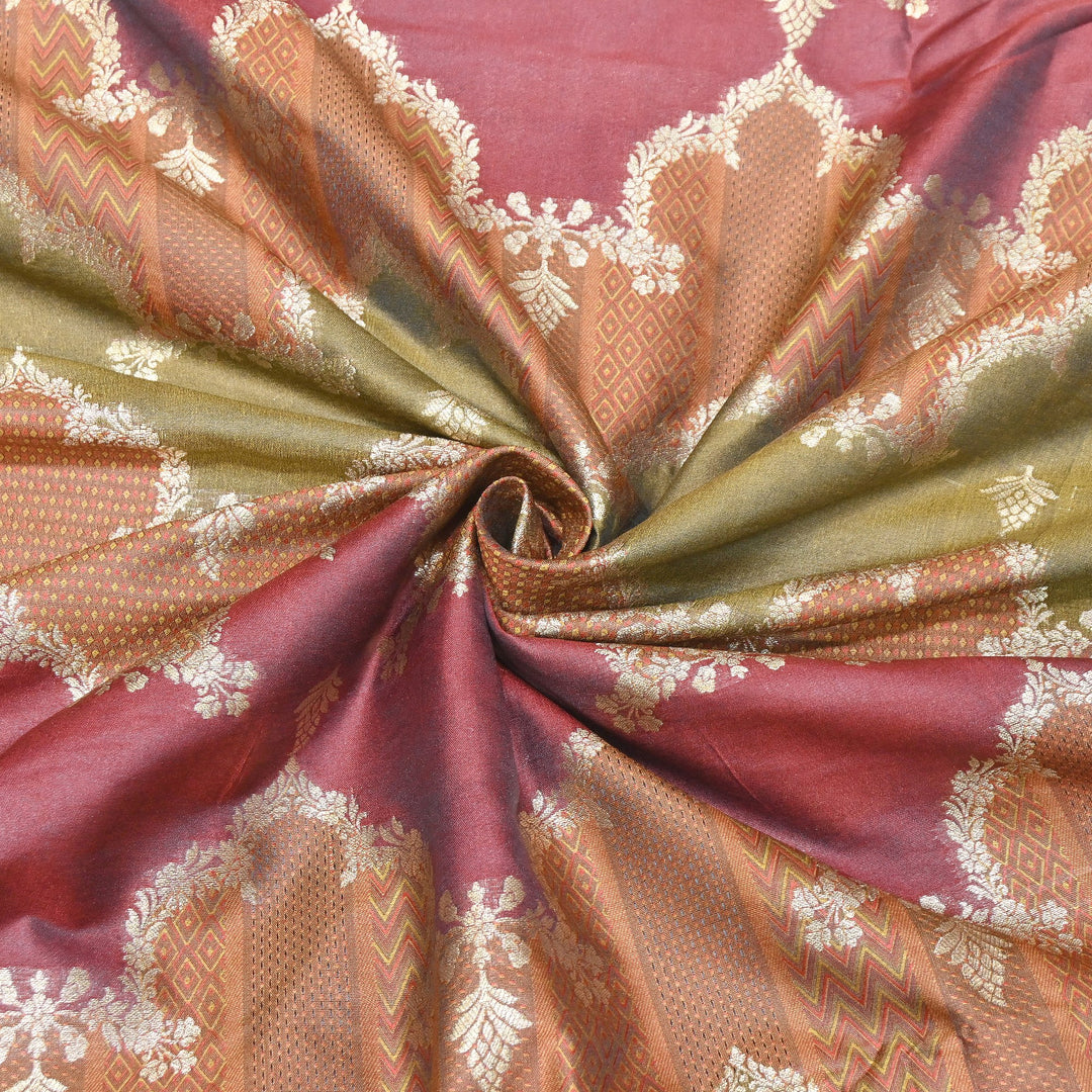 Handloom Katan Alfi Brocade Fabric 44" | Luxury Traditional Designer Fabric | RFC101-04