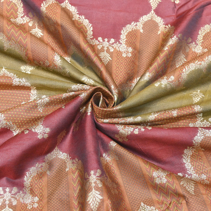 Handloom Katan Alfi Brocade Fabric 44" | Luxury Traditional Designer Fabric | RFC101-04