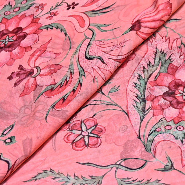 Premium Viscose Organza Digital Print Floral Designer Fabric 001665-9