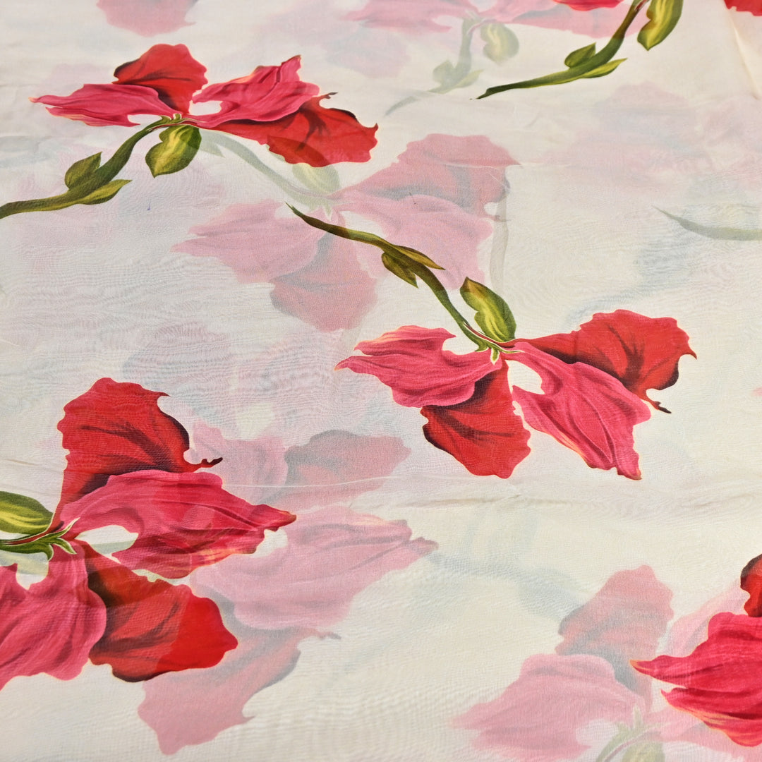 Premium Viscose Organza Digital Print Floral Designer Fabric 001665-8
