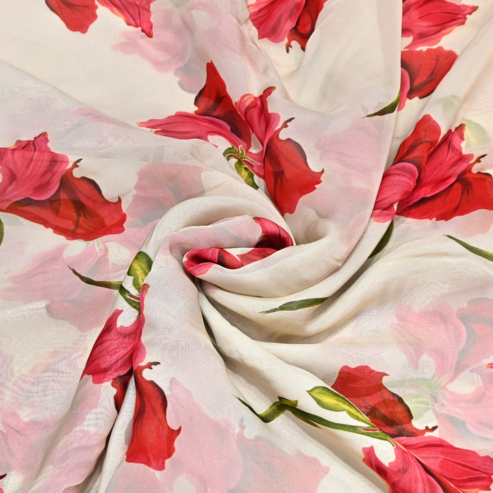 Premium Viscose Organza Digital Print Floral Designer Fabric 001665-8