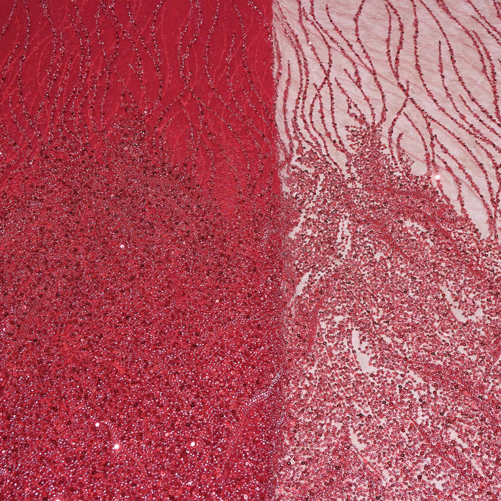Luxury Imported Heavy Cut Dana, Beads & Sequins Embroidered Net Fabric | AT18226-2