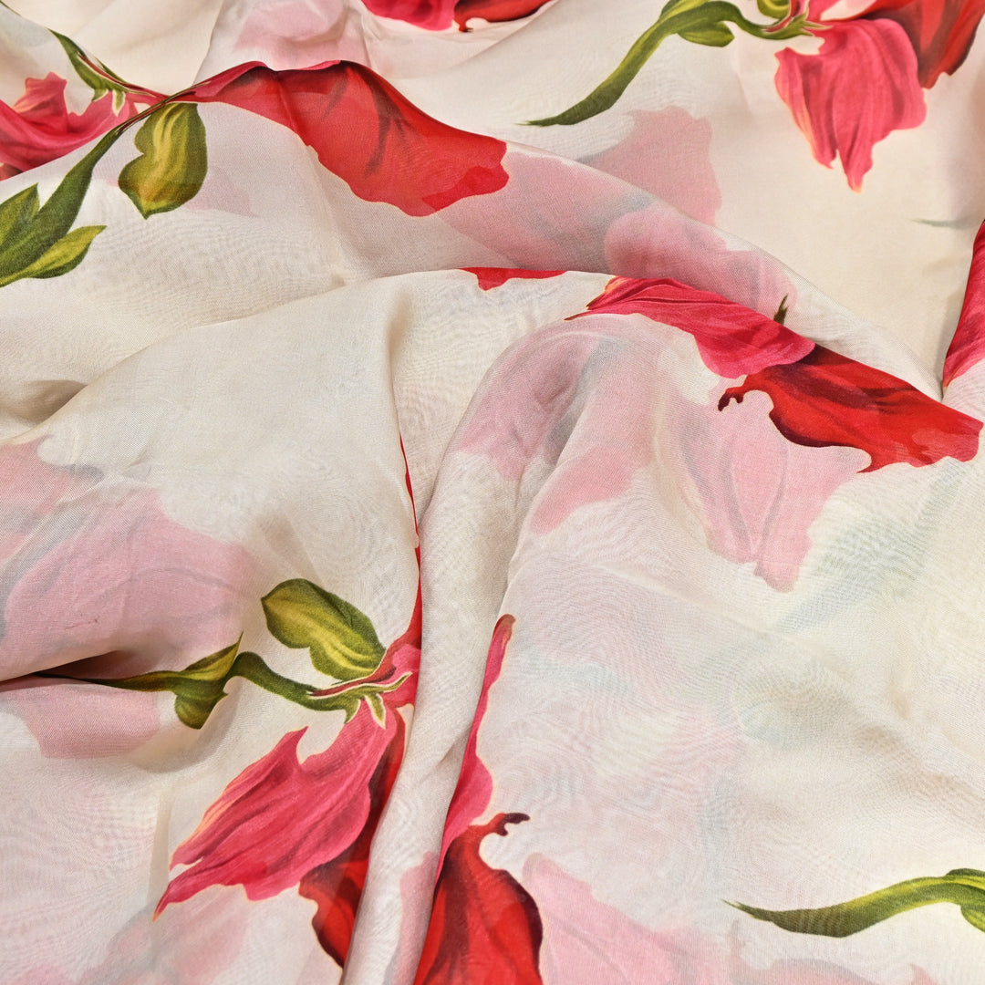 Premium Viscose Organza Digital Print Floral Designer Fabric 001665-8