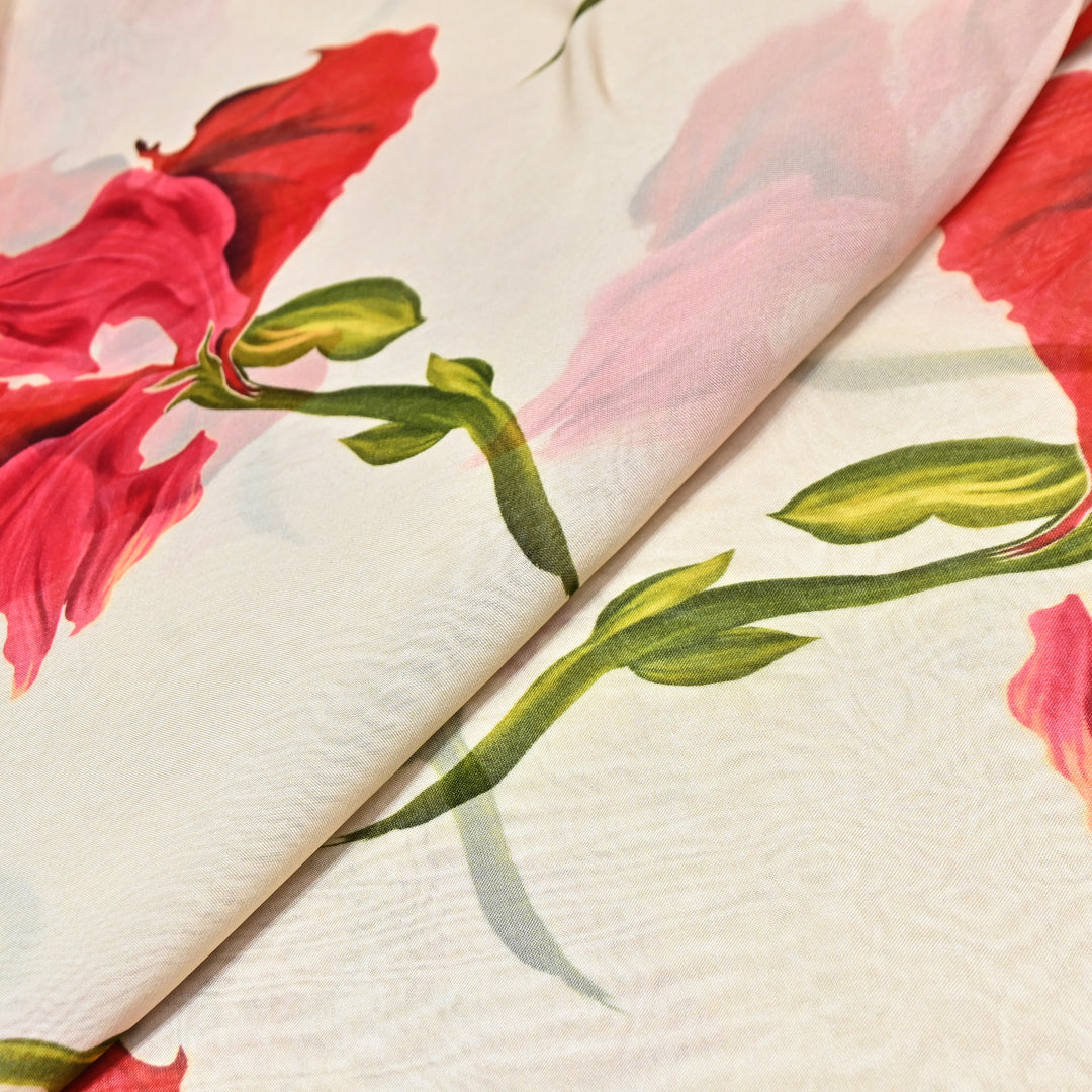 Premium Viscose Organza Digital Print Floral Designer Fabric 001665-8