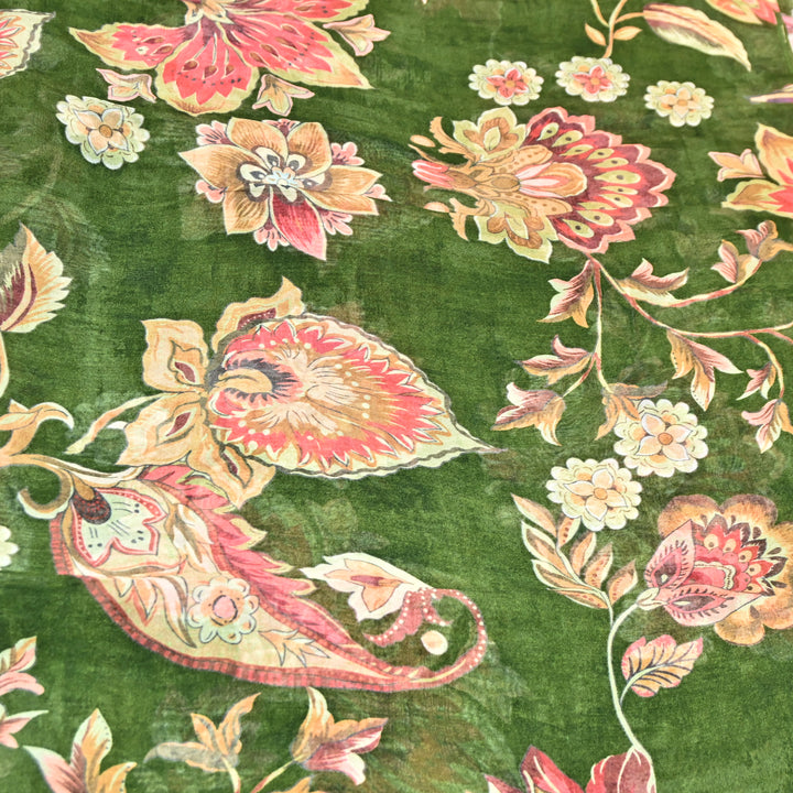 Premium Viscose Organza Digital Print Floral Designer Fabric 001665-10