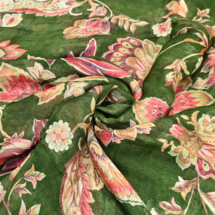 Premium Viscose Organza Digital Print Floral Designer Fabric 001665-10