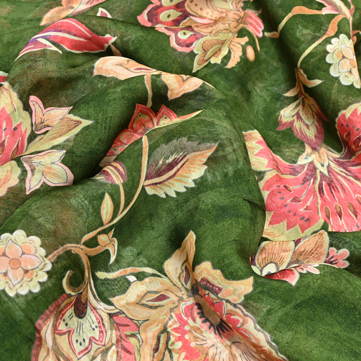 Premium Viscose Organza Digital Print Floral Designer Fabric 001665-10