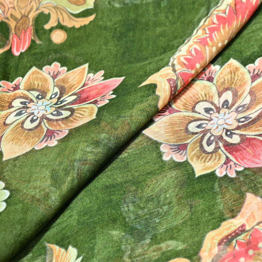 Premium Viscose Organza Digital Print Floral Designer Fabric 001665-10