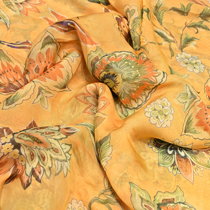 Premium Viscose Organza Digital Print Floral Designer Fabric 001665-11