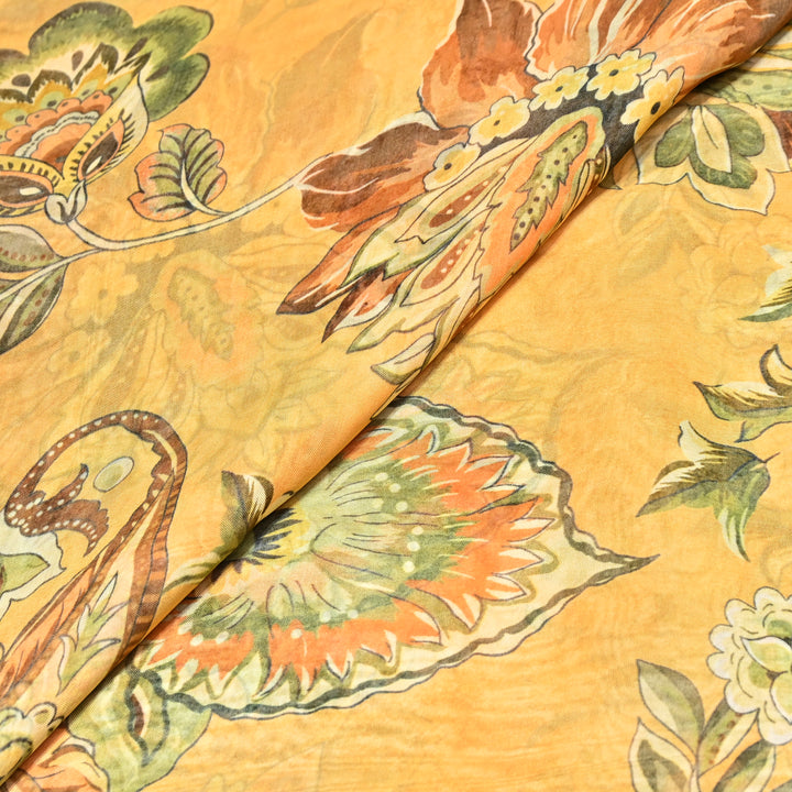Premium Viscose Organza Digital Print Floral Designer Fabric 001665-11