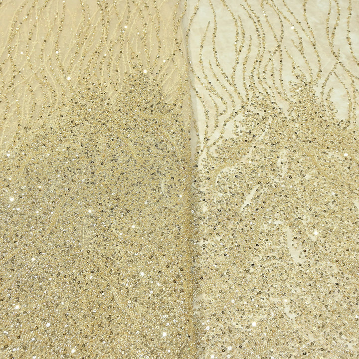 Luxury Imported Heavy Cut Dana, Beads & Sequins Embroidered Net Fabric | AT18226-3