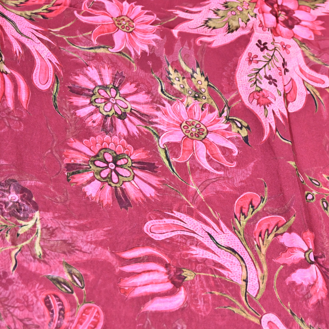 Premium Viscose Organza Digital Print Floral Designer Fabric 001665-12