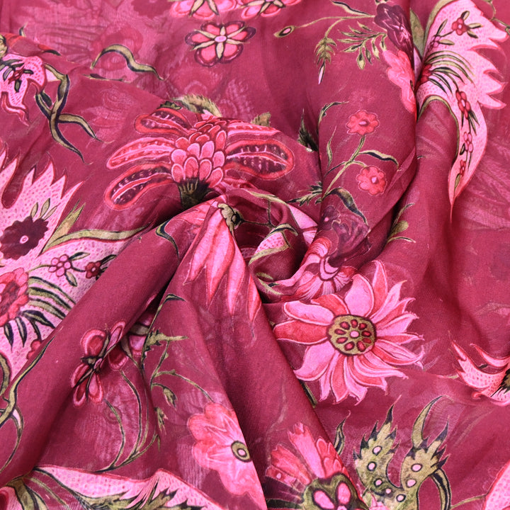 Premium Viscose Organza Digital Print Floral Designer Fabric 001665-12